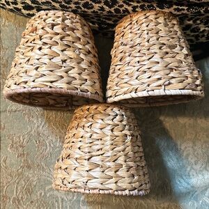 Woven Natural vintage bohemian coastal candlestick lamp shades Set (3)